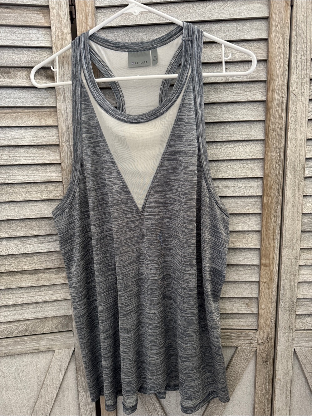 Athleta Women’s Heather Gray Racerback Tank with Mesh V-Inset